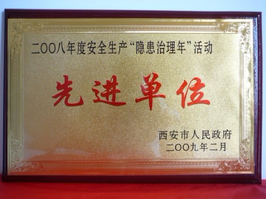 2009年2月，被西安市人民政府評為2008年度安全生產(chǎn)“隱患治理年”活動先進(jìn)單位